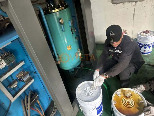 Bảo dưỡng máy nén khí trục vít Hande 110kw tại KCN Phố Nối, Hưng Yên