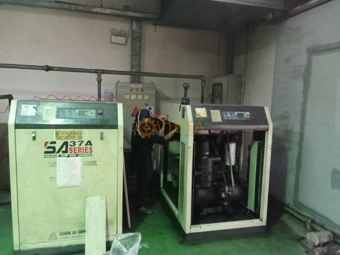 Bảo dưỡng 2 máy nén khí Fusheng 37kw công ty điện tử tại KCN Phúc Điền, Hải Dương