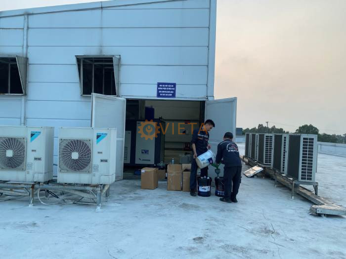 Bảo dưỡng máy nén khí China 75kw công ty chế biến thực phẩm, VSIP Hải Dương