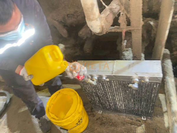 Bảo dưỡng và sục rửa hoá chất két giải nhiệt máy nén khí kobelco 37kw